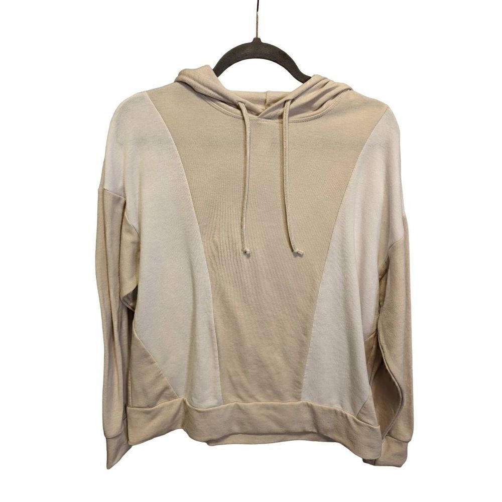 Ebb And Flow Athleisure Tan and Cream Hooded Sweatshirt Women's Size Medium